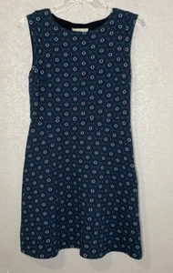 LOFT Sleeveless Knit Dress Size 12 Emerald Green Black Preppy Office Academia - Picture 1 of 13