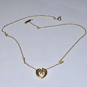 Tiffany & Co. 1991 18k Yellow Gold Vintage Heart and Bow Pendant Necklace 16" - Picture 1 of 5