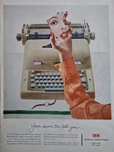 1954 IBM electric typewriterWoman in mirror Vintage Color ad - Bild 1 von 1