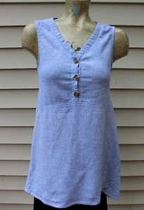 Blusa Beach Lunch Lounge para mujer talla XS mezcla de lino azul blanco a rayas - Imagen 1 de 3