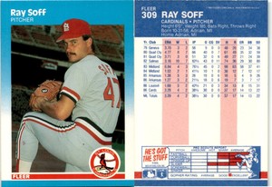 Ray Soff 1987 Fleer Baseball Card 309  St. Louis Cardinals