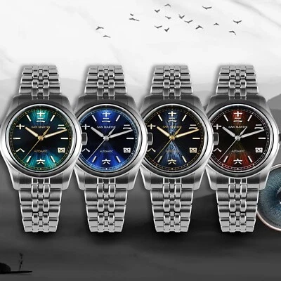 SAN MARTIN SN0144 Miyota 90S5 Automatic Sunburst Jianzhan Dial 39mm Gada Watch - Image 1 of 4