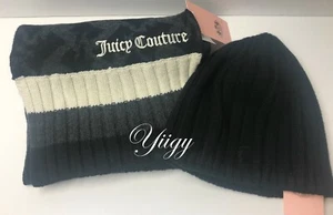 🌺 Juicy Couture 🌺 Scarf + Hat Set Black 50% Wool / 50% Cotton NEW Auth 🌺 - Picture 1 of 5