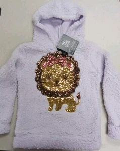 Miss Chievous Girls Sherpa Hoodie Sequin Colorful Lion Size M 7/8 Light Purple - Picture 1 of 3