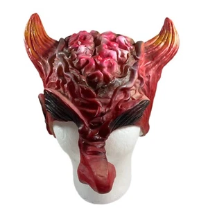 Halloween Red Devil Latex Half Face Mask Head Demon Ball Party Helmet - Picture 1 of 2