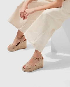 Castañer Blaudell Ankle Strap Espadrille Wedge Sandals Women's 40/9US Sand Solid - Picture 1 of 11