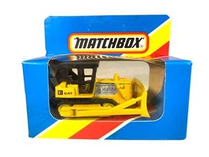 MB64 Matchbox CAT Caterpillar Bulldozer ~ 1983 Bue Window Box Die Cast - Picture 1 of 7