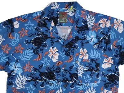 PINEAPPLE CONNECTION VINTAGE MEDIUM FLORAL HAWAIIAN DRAGON SHIRT RAYON POCKET - Image 1 of 4