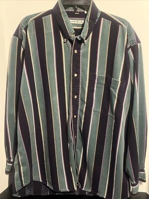 Vintage Members Only Striped Button Down Shirt Sz Large - Image 1 of 4