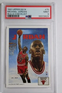 1991 Upper Deck #75 Michael Jordan Bulls Checklist PSA 9 Mint - Picture 1 of 2