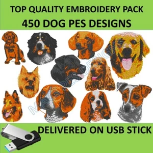 Dogs PES embroidery pack on USB over 450 designs files to embroider - Picture 1 of 10