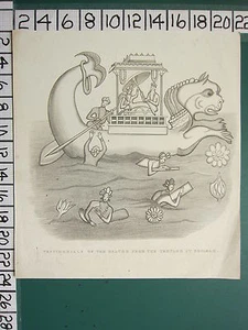 c1840 ANTIQUE PRINT ~ TESTIMONIALS OF THE DELUGE TEMPLES AT BHILSAH - Picture 1 of 1