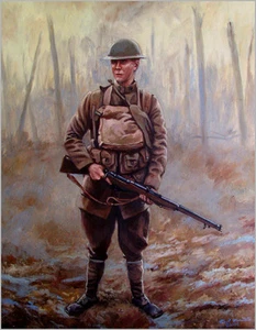 Mark Marito Firmado Gran Guerra Mundial Estampado de Arte Militar 106a Infantería de EE. UU. 1918 - Imagen 1 de 1