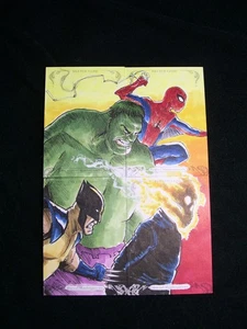 2018 Marvel Masterpieces 4-panel sketch puzzle by Shawn Langley 1/1 - Picture 1 of 7