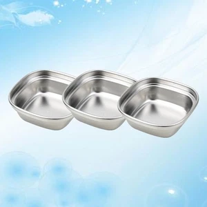 3 Pcs Small Condiment Dishes Stainless Dipping Plate Sauce Seasoning Bowl - Picture 1 of 11