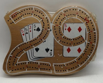 Small Wooden 2 Track "29" Shaped Cribbage Board with Pegs Brand new 6" x 4" - Image 1 of 2