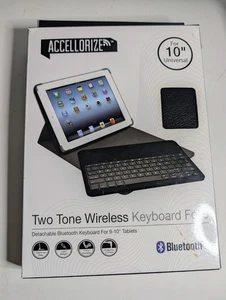 Accellorize Bluetooth Two Tone Wireless Keyboard Folio, New - Picture 1 of 6