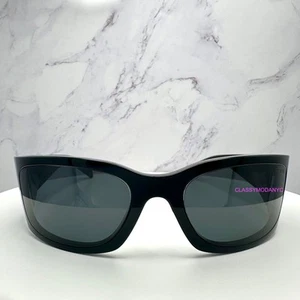 New PRADA 60mm Symbole Wrap Butterfly Sunglasses Black Logo Authentic Box & Case - Picture 1 of 16