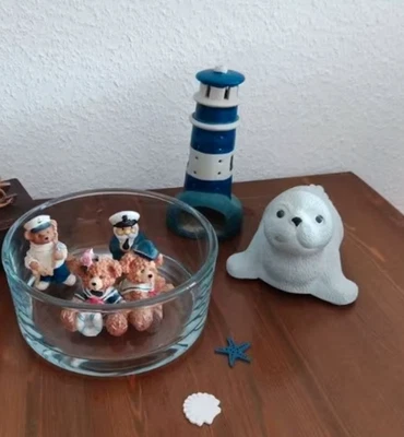 Deko Seehund Leuchtturm Glasschale Seemann Bären Hochzeit - Bild 1 von 4