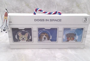 Paquete de 3 calcetines caja de regalo tamaño 8-12 Mission 003 para perro y rosa para hombre perros en el espacio - Imagen 1 de 4