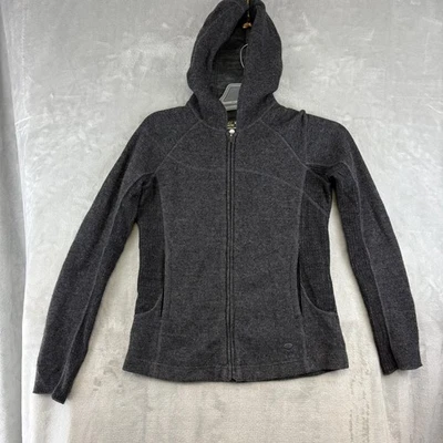 Moletom com capuz feminino Mountain Hardwear Sarafin cinza médio mistura de lã zíper completo OL4225 - Imagem 1 de 4