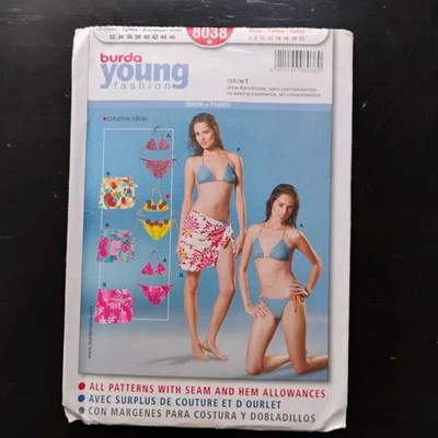 Traje de baño Berda patrón de costura 8038 de dos piezas con envoltura talla 6-20 sin cortar Foto 1 de 3