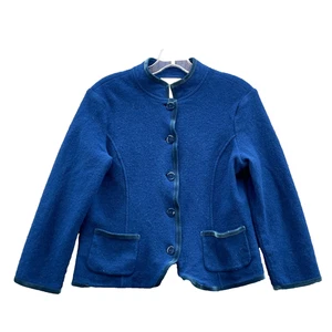Talbots 100% Merinowolle Strickjacke Jacke Damen Med P Blau 90er Chic Corp Preppy - Bild 1 von 9