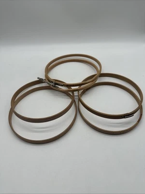 Vtg Lot of 3 Wood Embroidery Hoops 2 Felt 1 Wood Lined 1 Duchess 1 USA 1 Germany - Image 1 of 4