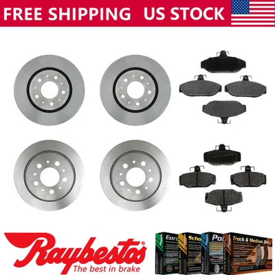 Rotores de freno delanteros traseros y pastillas de freno metálicas para Volvo 780 1988-1990 - Raybestos Foto 1 de 4