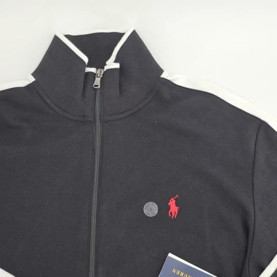 Jaqueta Polo Ralph Lauren Core Replen Track Masculina com Zíper PEQUENA P Logotipo Preto Pônei NOVA - Imagem 1 de 4