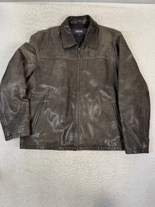 Kenneth Cole Reaction Jacket Mens XL Leather Full Zip Lined Classic Outerwear - Picture 1 of 6