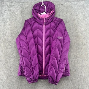 Outdoor Research Jacket Mens Medium Purple Full Zip Goose Down Hooded Puffer - Picture 1 of 14