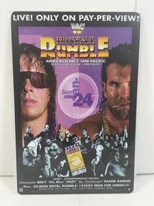 Royal Rumble 1993 Metal Poster Bret Hart Razor Ramon WWF Wwe Ppv - Picture 1 of 1