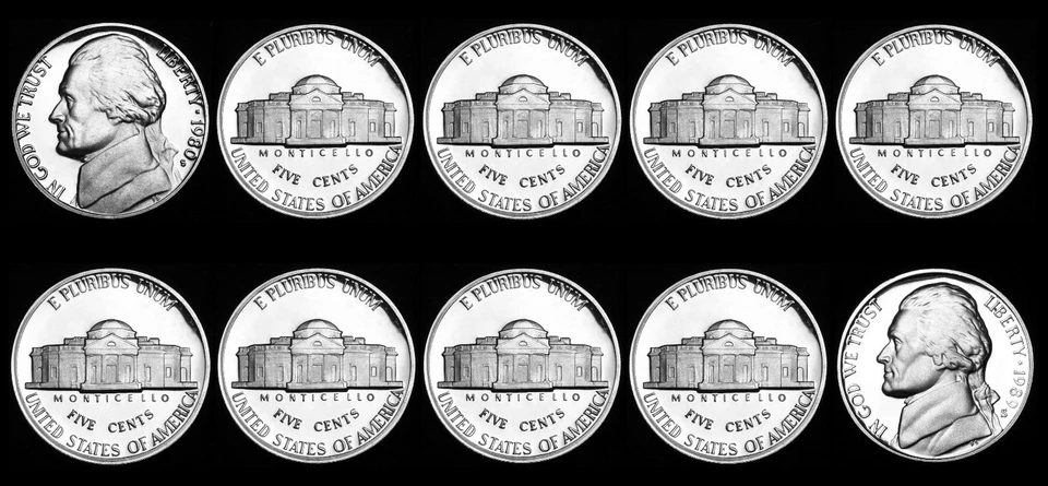 1980 1981 1982 1983 1984 1985 1986 1987 1988 1989 S Jefferson Mint Proof Set - Image 1 of 1