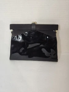 vintage black patent leather clutch purse - Picture 1 of 7
