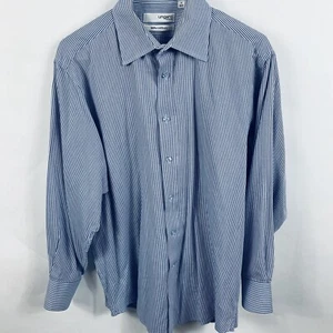 Ungaro Homme Mens Button Up Shirt 16/32-33 Long Sleeve Blue And White Striped - Picture 1 of 6