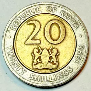 KENYA KM32 1998 CIRCULATED 20 SHILLINGA BI-METAL COIN - Picture 1 of 2