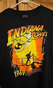 Indiana Jones Men's Black Retro Graphic T-Shirt Size XL 1969 Worldwide Expediti - Picture 1 of 2