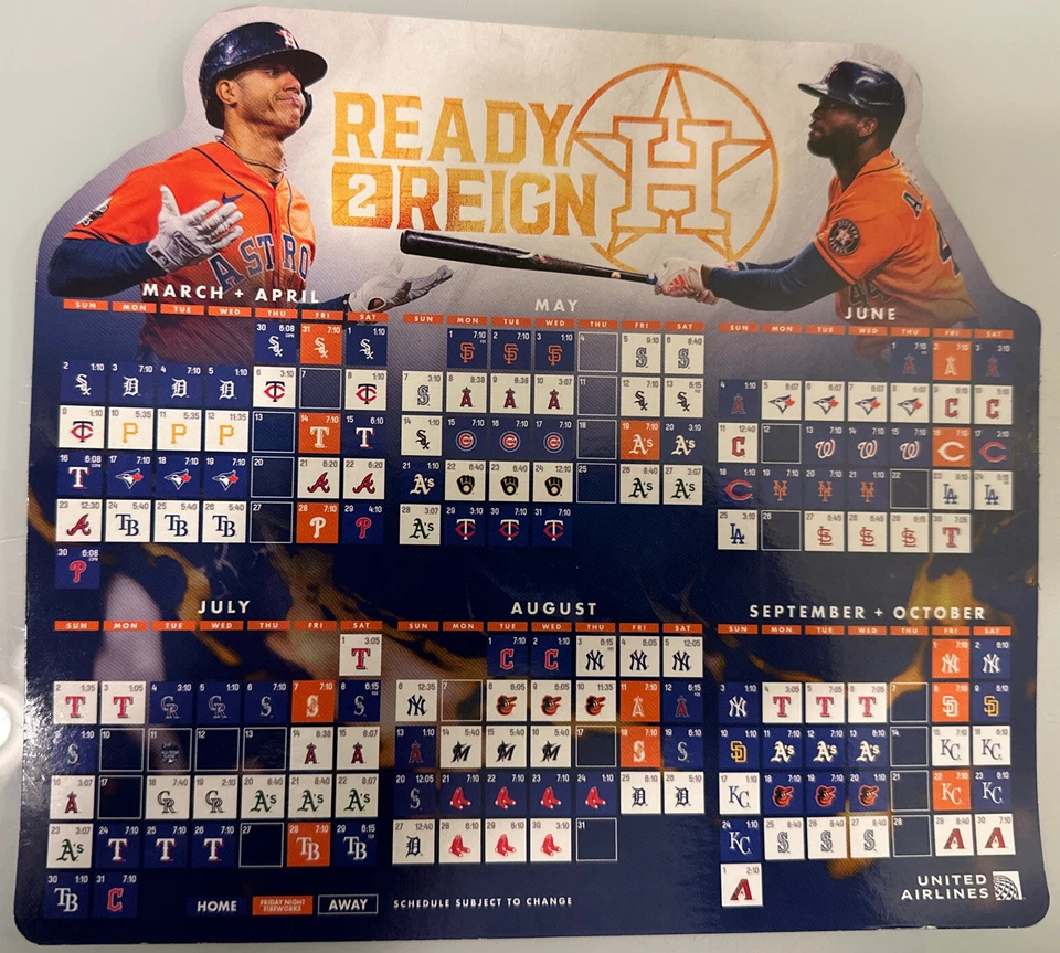 2023 HOUSTON ASTROS SCHEDULE MAGNET GIVEAWAY 1ST HOME GAME PENA  YORDON ALVAREZ - Image 1 of 1