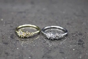 Sterling Silver Ring, Cluster CZ Ring, Gold Ring, Silver Ring, CZ Ring - Picture 1 of 9