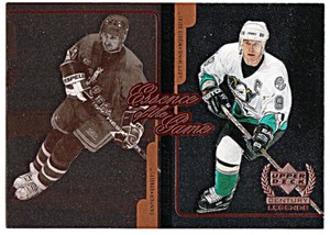 1999-00 UD CENTURY LEGENDS ESSENCE OF THE GAME #E1 WAYNE GRETZKY & PAUL KARIYA