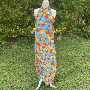 Vintage 1970s Hilo Hatties Full Length Red Hibiscus Print Sarong Multi Use OS - Picture 1 of 8