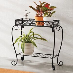 2 Tier Metal Plant Stand for Indoor and Outdoor Plant Shelf, Multi-Functional ﻿