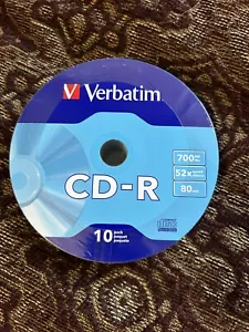 Verbatim CD-R Recordable 700MB -52X -80 Min with Branded Surface 10 Pack - Picture 1 of 2