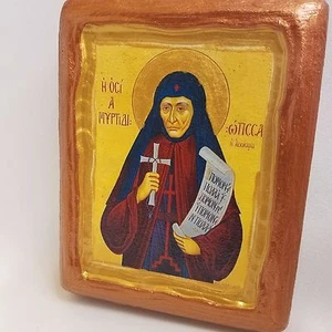 Eldress Myrtidiotissa the Ascetic of Klissoura Greek Eastern Orthodox Icon OOAK - Picture 1 of 9