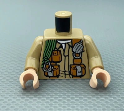 乐高迷你人偶躯干深棕褐色军用实用皮带袋收音机绿绳 — 第 1/4 张图片