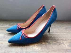 J.Crew $268 Elsie Suede Pumps with Contrast Trim India Blue 8 f4868 $268 - Picture 1 of 2