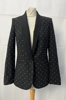 Chaqueta Blazer Claudie Pierlot Negra Lunares Talla S Manga Larga Cuello Para Mujer’s  Foto 1 de 4