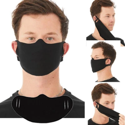 Mask qty 5 Lightweight SUPER SOFT Fabric Face Cover Black cotton poly blend - Image 1 of 4