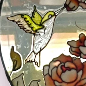 Vintage Oval Hummingbird Suncatcher – Elegant Colorful Window Decor - Picture 1 of 3
